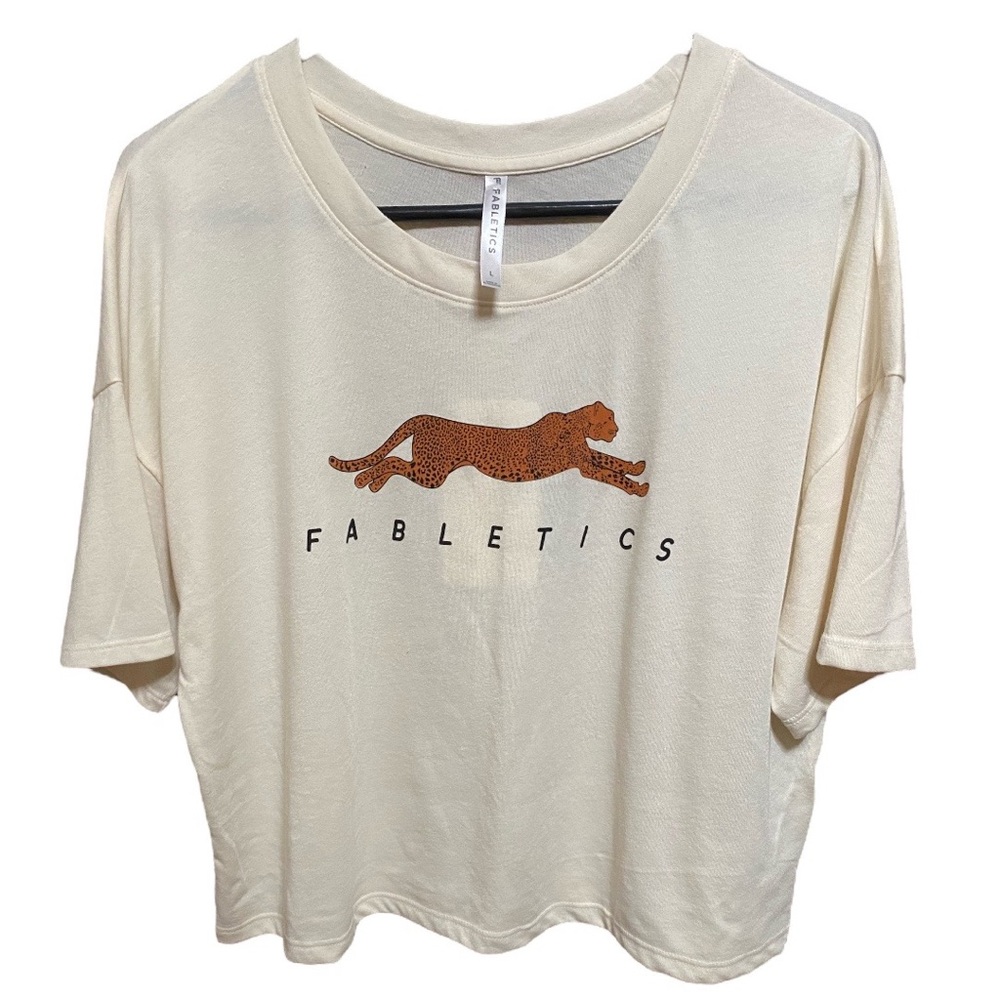 Fabletics Cat Graphic Soft Relaxed Fit Parker Boxy Tee Oversized L